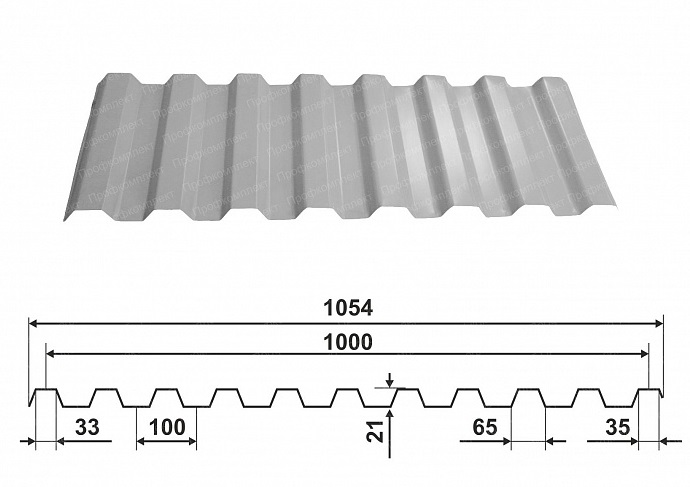 Профнастил с21 схема